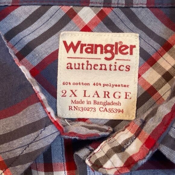 Wrangler Authentic Western Dark Pearl Snap Long Sleeve Button Down Shirt Men 2XL - Picture 2 of 12